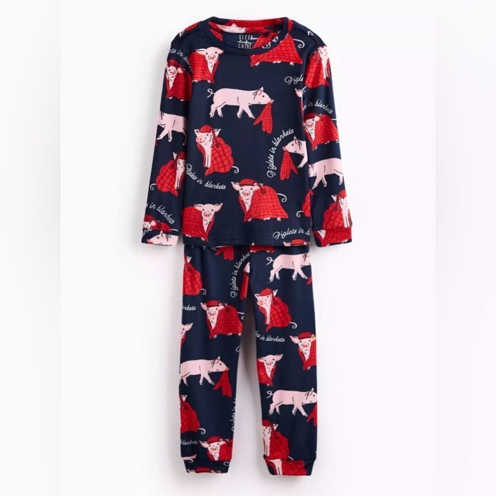 Tu Matching Pig Pajamas Navy Small NWT